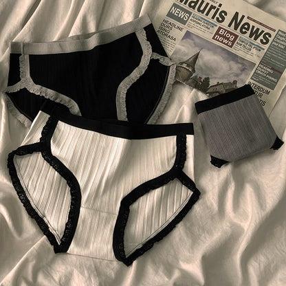 Cotton Mid-Waist Panties Set - Breathable Womens Underwear Briefs - ZOOMNSTORE