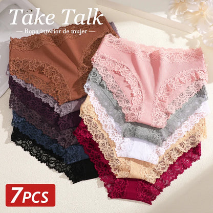 Seamless Cotton Panties - 7PCS Ribbed Low Waist Comfortable Underwear - ZOOMNSTORE