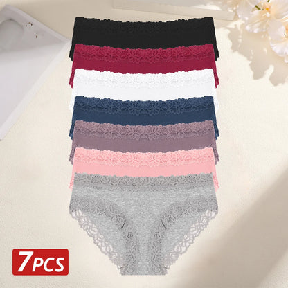 Seamless Cotton Panties - 7PCS Ribbed Low Waist Comfortable Underwear - ZOOMNSTORE