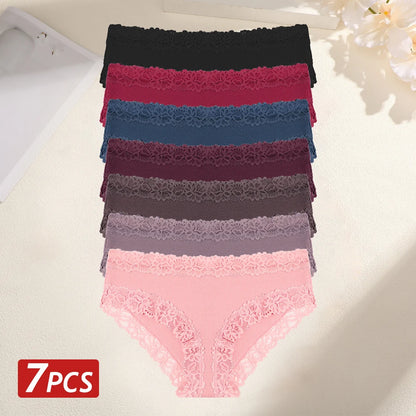 Seamless Cotton Panties - 7PCS Ribbed Low Waist Comfortable Underwear - ZOOMNSTORE