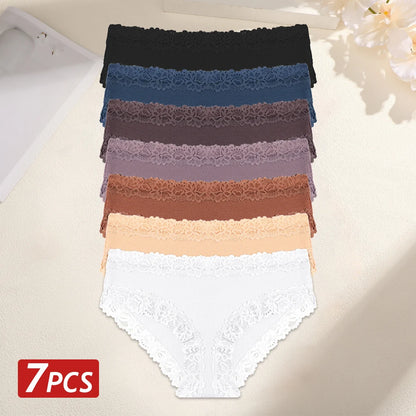 Seamless Cotton Panties - 7PCS Ribbed Low Waist Comfortable Underwear - ZOOMNSTORE