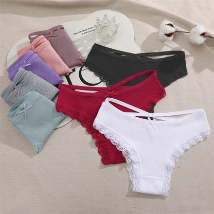 Cotton Panties Women - Sexy Lace Brazilian Briefs Low Waist Breathable Underwear - ZOOMNSTORE