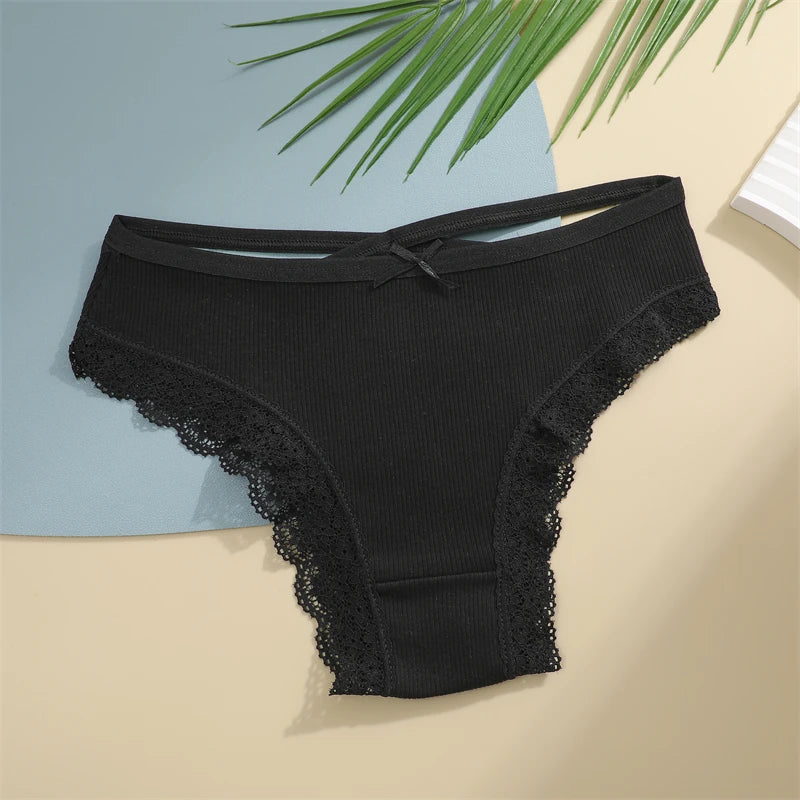 Cotton Panties Women - Sexy Lace Brazilian Briefs Low Waist Breathable Underwear - ZOOMNSTORE