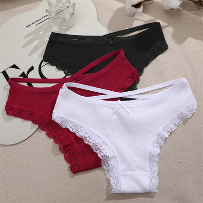 Cotton Panties Women - Sexy Lace Brazilian Briefs Low Waist Breathable Underwear - ZOOMNSTORE