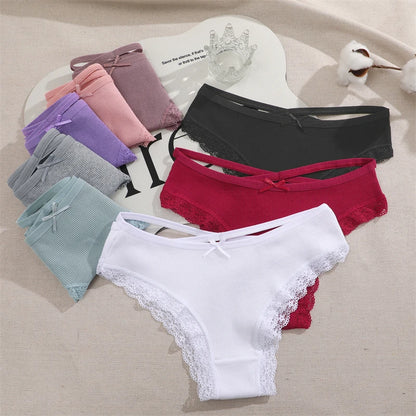 Cotton Panties Women - Sexy Lace Brazilian Briefs Low Waist Breathable Underwear - ZOOMNSTORE