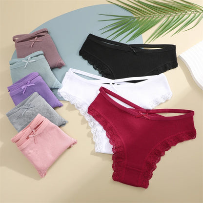 Cotton Panties Women - Sexy Lace Brazilian Briefs Low Waist Breathable Underwear - ZOOMNSTORE