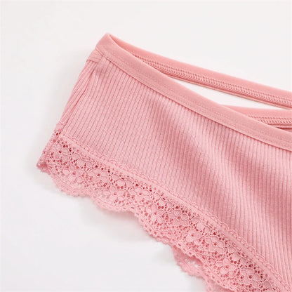 Cotton Panties Women - Sexy Lace Brazilian Briefs Low Waist Breathable Underwear - ZOOMNSTORE