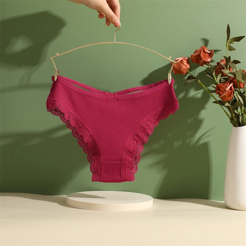 Cotton Panties Women - Sexy Lace Brazilian Briefs Low Waist Breathable Underwear - ZOOMNSTORE