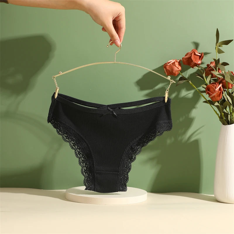 Cotton Panties Women - Sexy Lace Brazilian Briefs Low Waist Breathable Underwear - ZOOMNSTORE