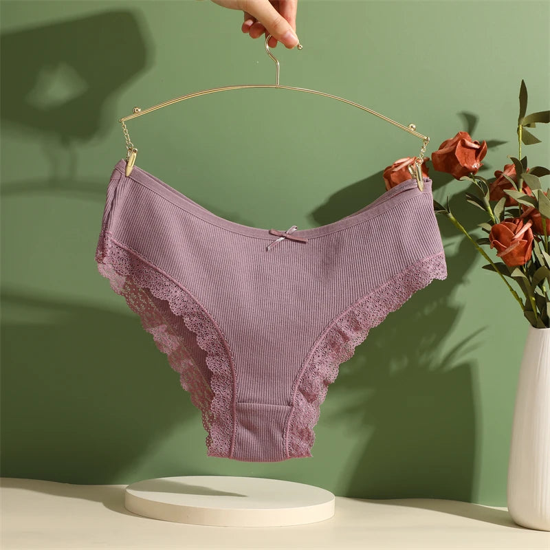 Cotton Panties Women - Sexy Lace Brazilian Briefs Low Waist Breathable Underwear - ZOOMNSTORE