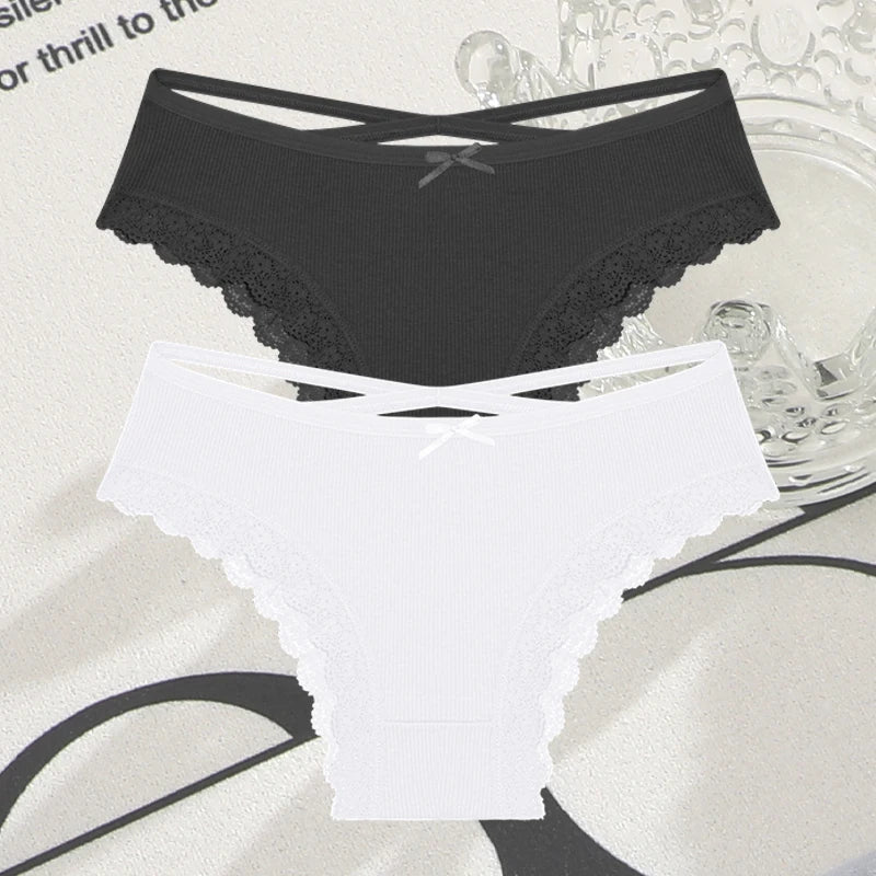 Cotton Panties Women - Sexy Lace Brazilian Briefs Low Waist Breathable Underwear - ZOOMNSTORE