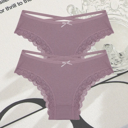 Cotton Panties Women - Sexy Lace Brazilian Briefs Low Waist Breathable Underwear - ZOOMNSTORE