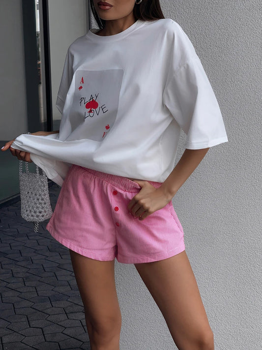 Bornladies Womens Cotton Poker Card T-Shirt - Casual O-Neck Short Sleeve Top - ZOOMNSTORE