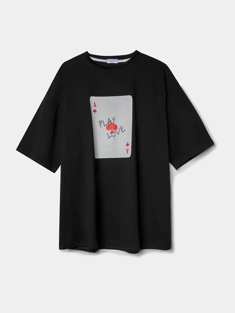 Bornladies Womens Cotton Poker Card T-Shirt - Casual O-Neck Short Sleeve Top - ZOOMNSTORE