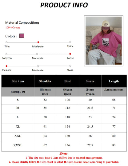 Retro Printed Cotton T-Shirt - Vintage Hip Hop Loose Tee - ZOOMNSTORE