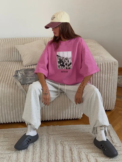 Retro Printed Cotton T-Shirt - Vintage Hip Hop Loose Tee - ZOOMNSTORE