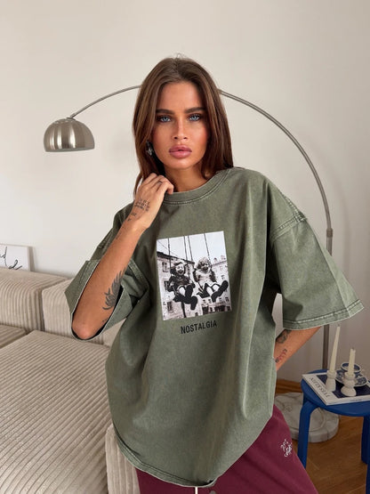 Retro Printed Cotton T-Shirt - Vintage Hip Hop Loose Tee - ZOOMNSTORE