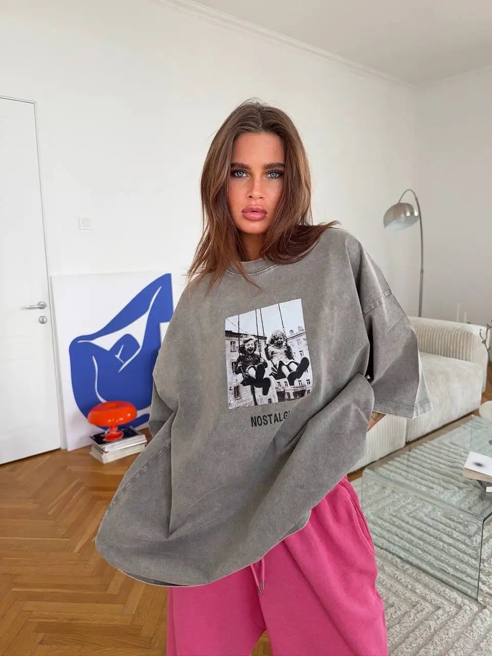 Retro Printed Cotton T-Shirt - Vintage Hip Hop Loose Tee - ZOOMNSTORE