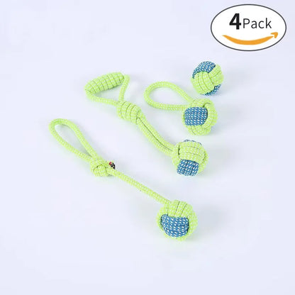 Pet Rope Toy Set - 4PCS Bite-Resistant Cotton Ball for Dogs and Cats - ZOOMNSTORE