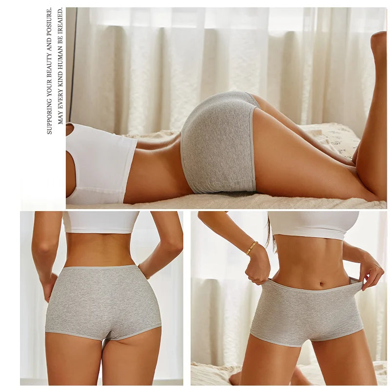 Cotton Seamless Panties - Women's High-Rise Boyshorts | Soft Breathable Underwear - ZOOMNSTORE