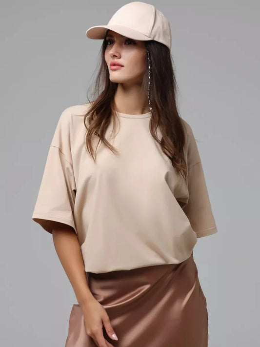 Cotton Casual T-Shirts for Women - Short Sleeve Sporty O-Neck Tops - ZOOMNSTORE