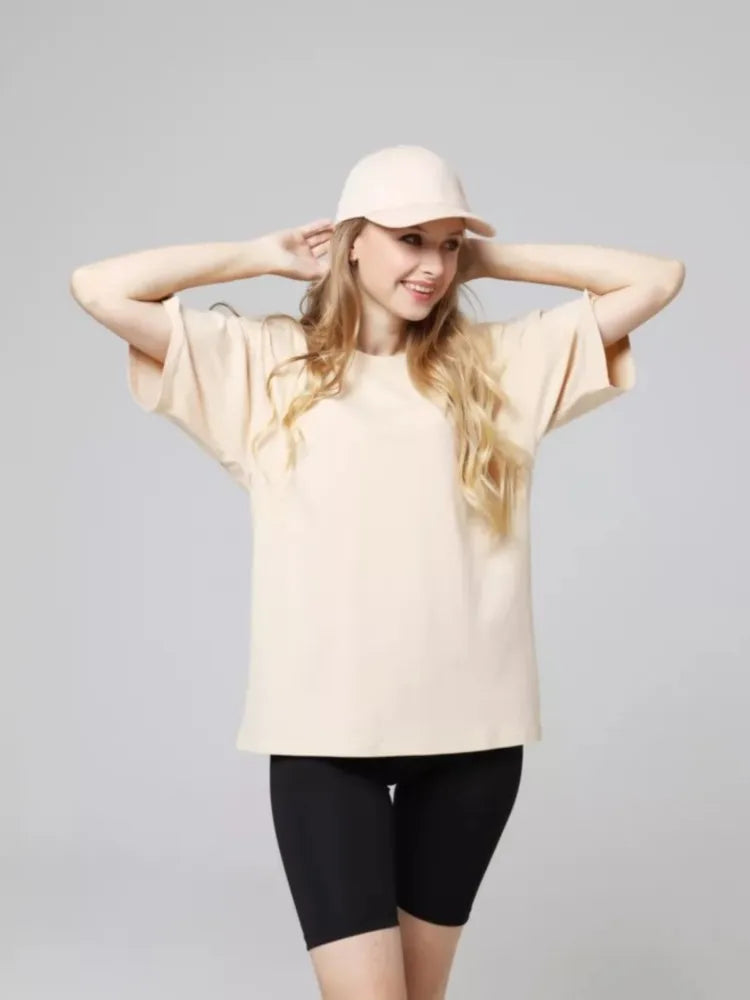 Cotton Casual T-Shirts for Women - Short Sleeve Sporty O-Neck Tops - ZOOMNSTORE