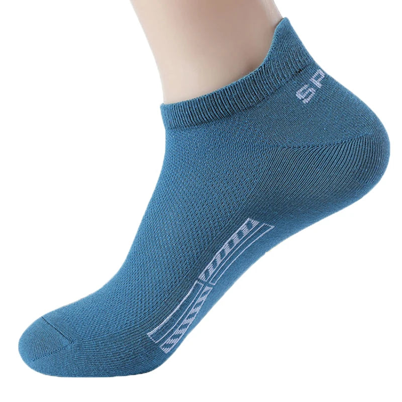 Mens Cotton Ankle Socks - 5 Pairs Breathable Low-Cut Sports Socks - ZOOMNSTORE