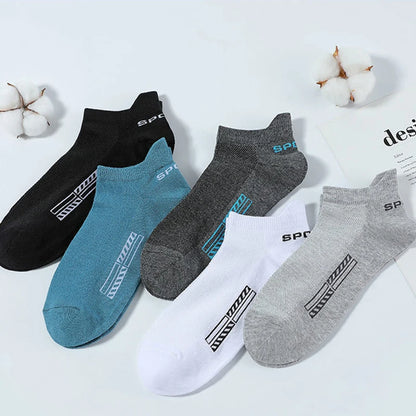 Mens Cotton Ankle Socks - 5 Pairs Breathable Low-Cut Sports Socks - ZOOMNSTORE