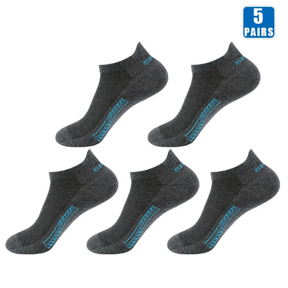 Mens Cotton Ankle Socks - 5 Pairs Breathable Low-Cut Sports Socks - ZOOMNSTORE
