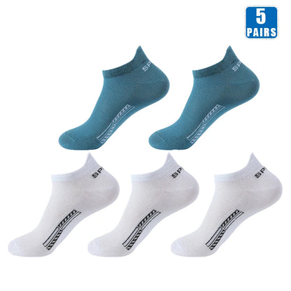 Mens Cotton Ankle Socks - 5 Pairs Breathable Low-Cut Casual Sports Socks - ZOOMNSTORE