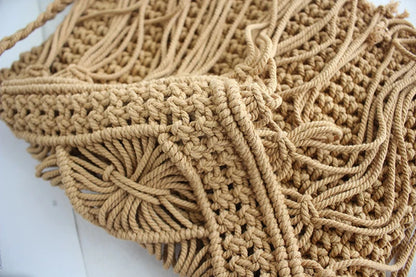 Handmade Cotton Crossbody Bag - Vintage Tassel Shoulder Messenger for Women Summer Beach Handbag 2023 - ZOOMNSTORE