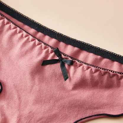 Cotton Thong Underwear - 4pcs Womens Comfortable Breathable Low-Waist T-Back with Bow - ZOOMNSTORE