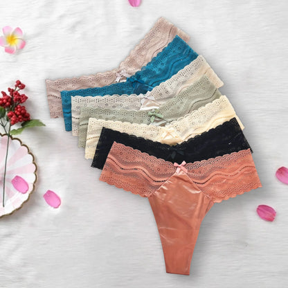 Cotton Triangle Panties - Women's Breathable Lace Mesh Low Waist Underwear - ZOOMNSTORE