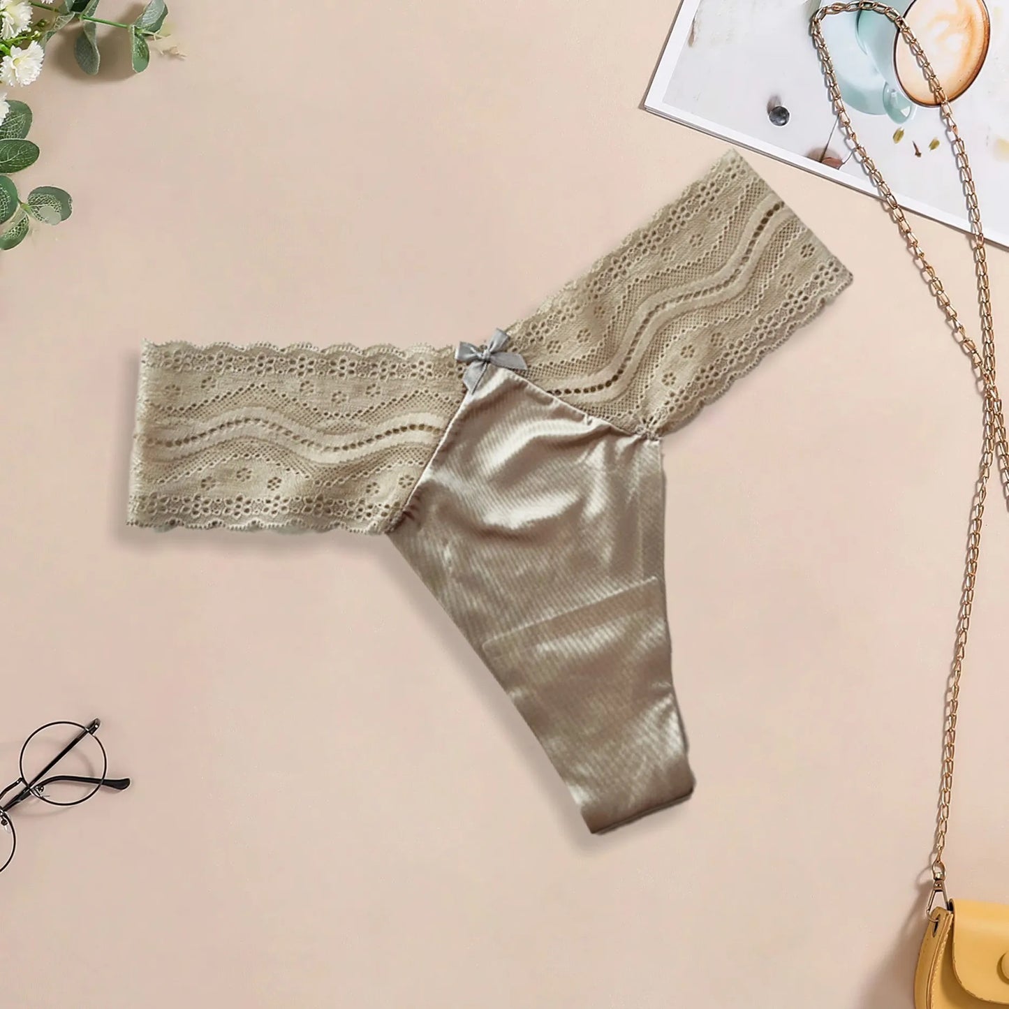 Cotton Triangle Panties - Women's Breathable Lace Mesh Low Waist Underwear - ZOOMNSTORE