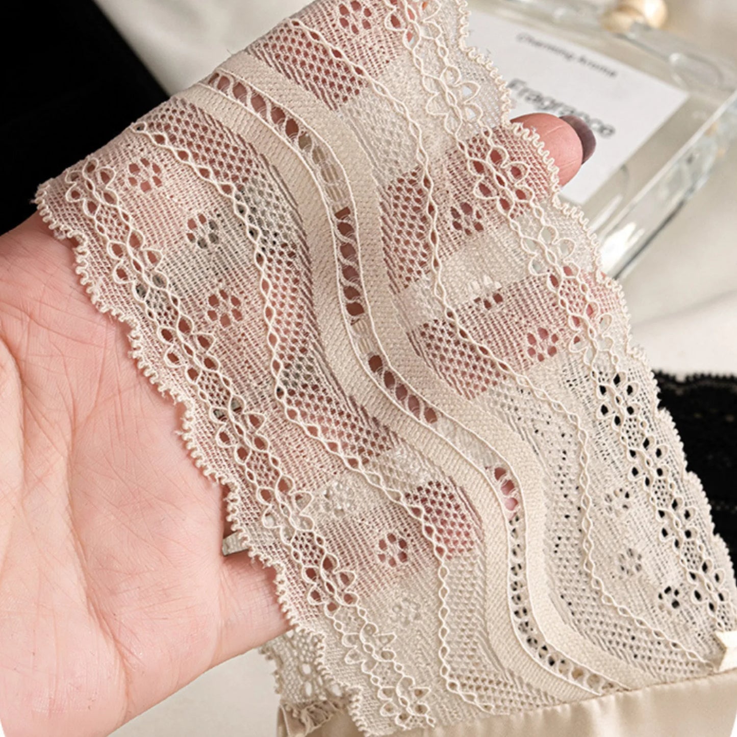 Cotton Triangle Panties - Women's Breathable Lace Mesh Low Waist Underwear - ZOOMNSTORE