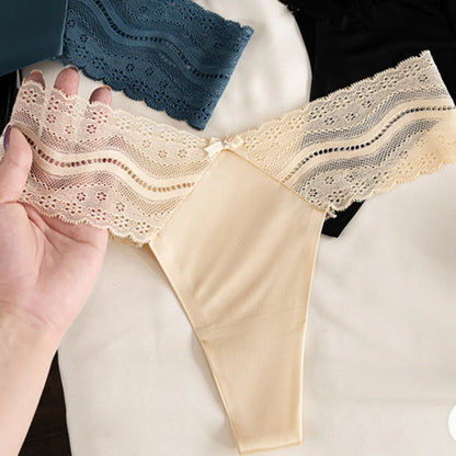 Cotton Triangle Panties - Women's Breathable Lace Mesh Low Waist Underwear - ZOOMNSTORE