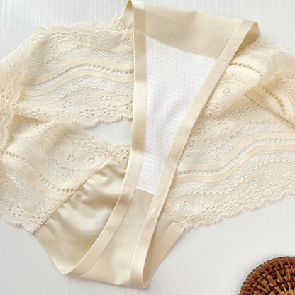 Cotton Triangle Panties - Women's Breathable Lace Mesh Low Waist Underwear - ZOOMNSTORE