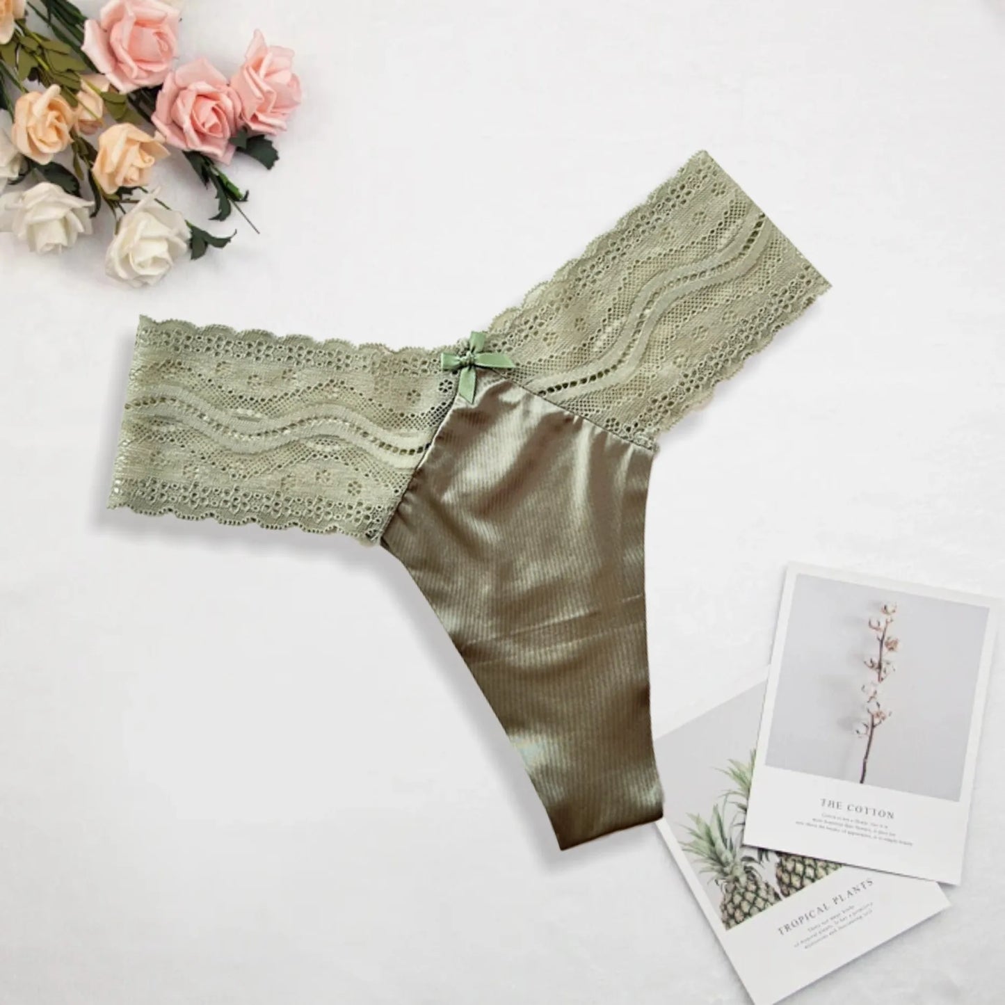 Cotton Triangle Panties - Women's Breathable Lace Mesh Low Waist Underwear - ZOOMNSTORE