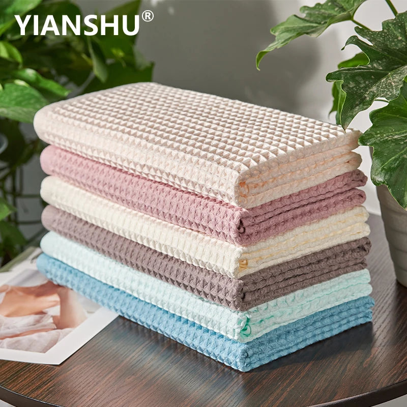 2/4 Pcs 100% Cotton Bath Towel Set for Adult Children High Quality Waffle Towel Soft Highly Absorbent Home Bathroom Washcloth - ZOOMNSTORE