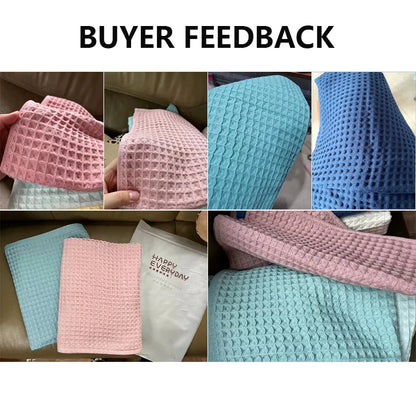 YIANSHU Waffle Towels Set Premium Cotton Bath Towel & Hand Towel Ultra Absorbent Soft Lint Free Quick Dry Lightweight Bath Sheet - ZOOMNSTORE