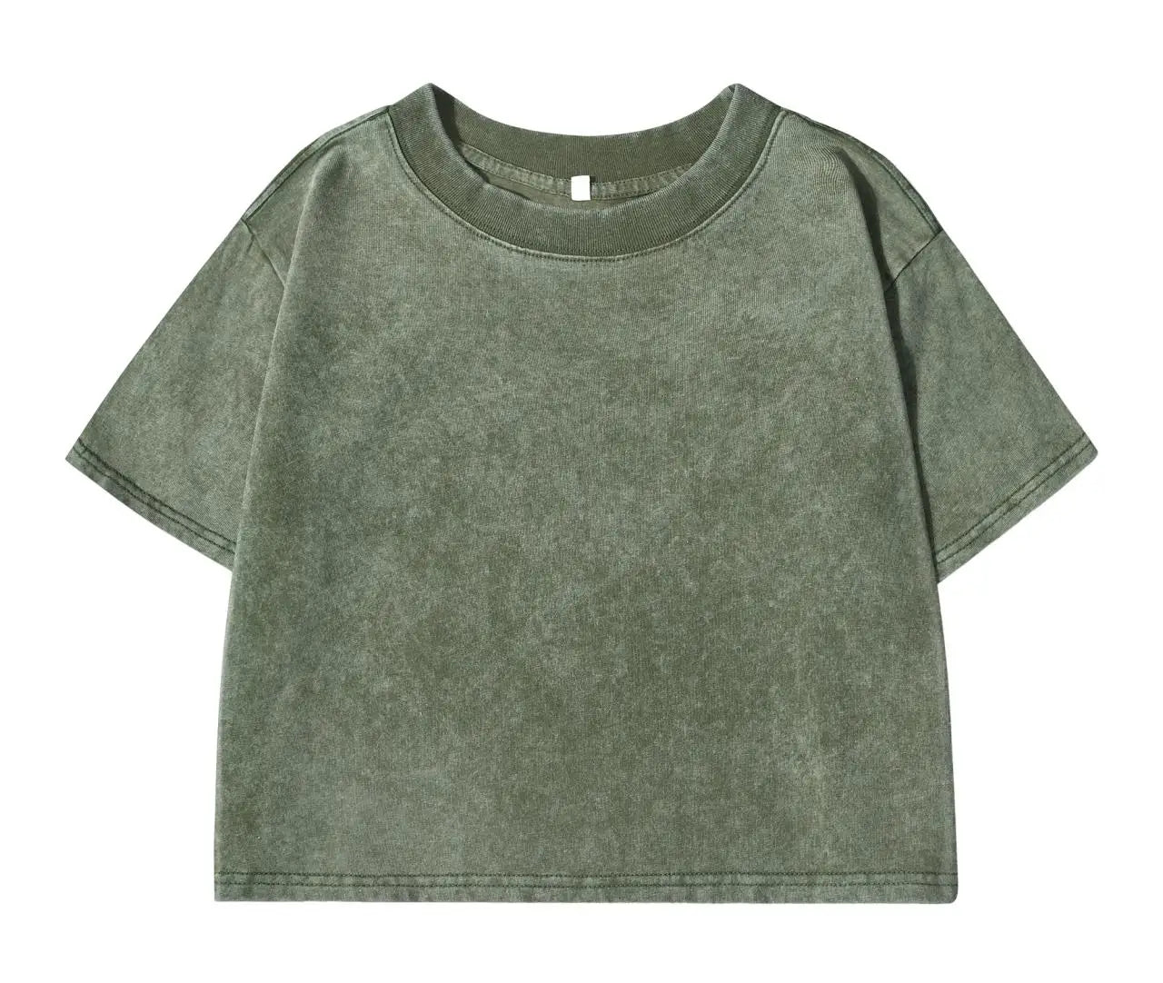Cotton Loose O-Neck Crop Top - Vintage Y2K Summer T-Shirt for Women - ZOOMNSTORE