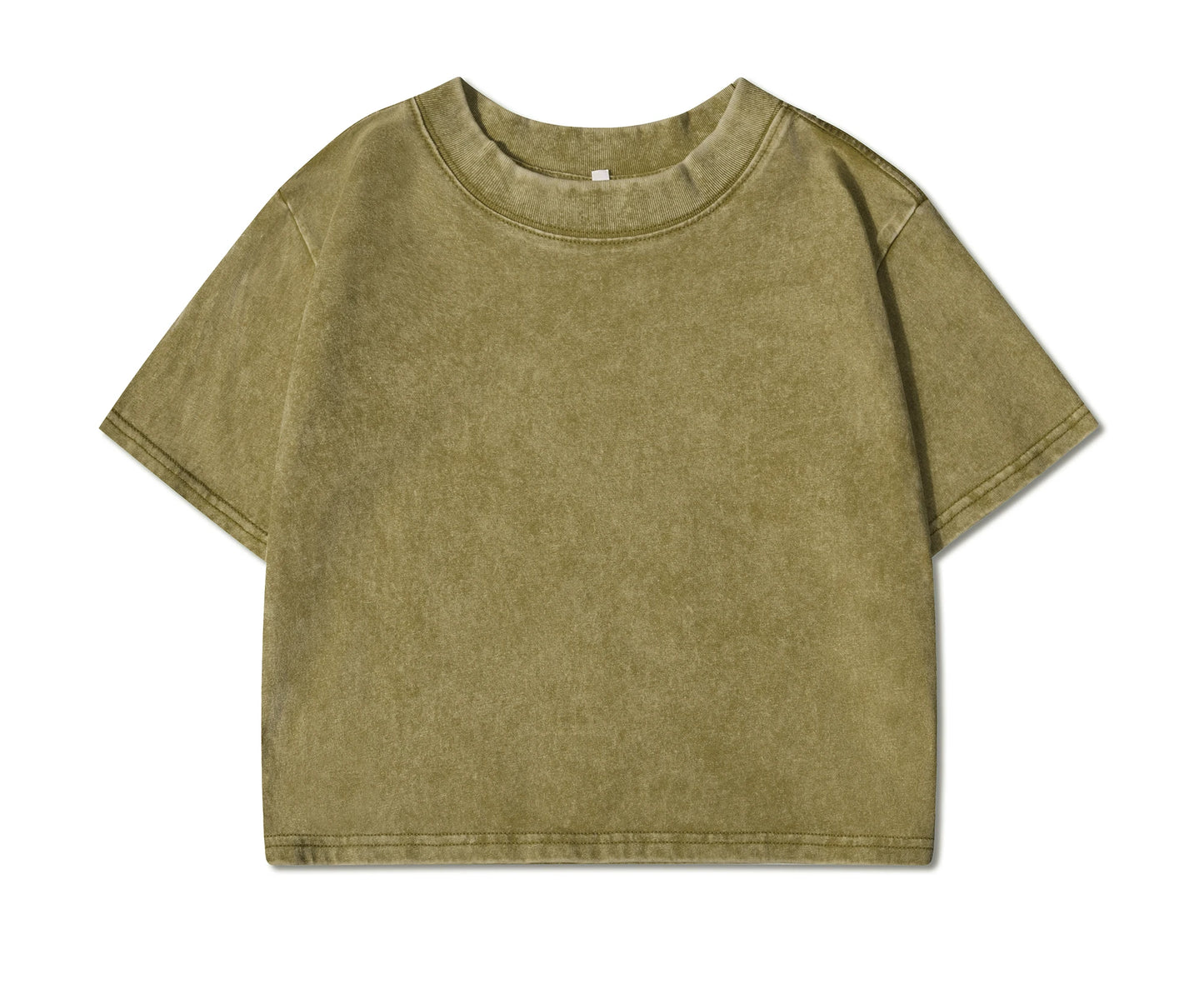 Cotton Loose O-Neck Crop Top - Vintage Y2K Summer T-Shirt for Women - ZOOMNSTORE