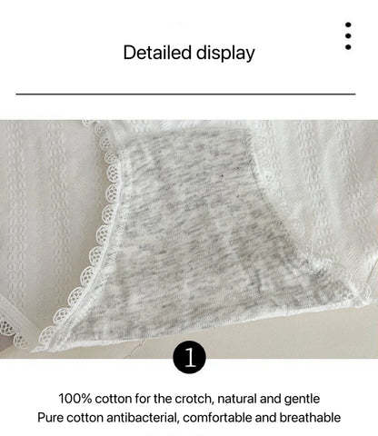 Cotton Women Panties - 3pcs Breathable Mid Waist Underwear With Flower Print - ZOOMNSTORE