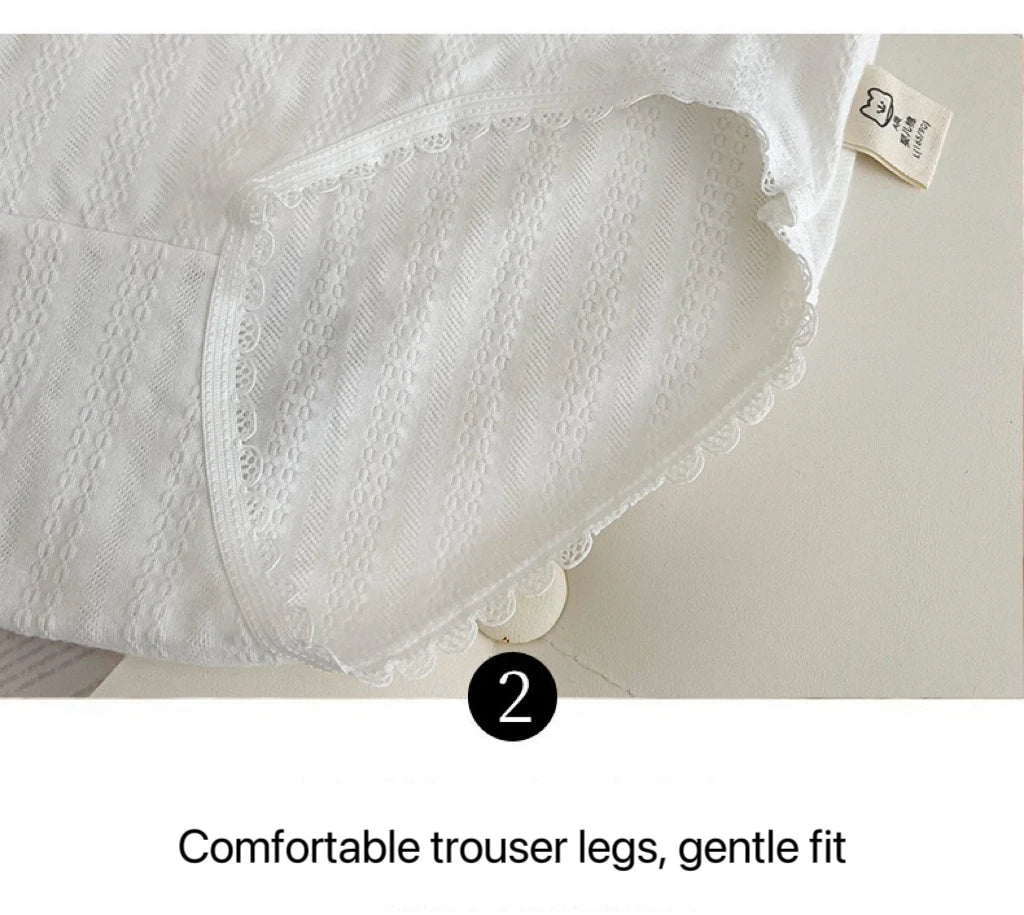 Cotton Women Panties - 3pcs Breathable Mid Waist Underwear With Flower Print - ZOOMNSTORE