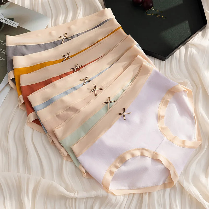 Cotton Women Panties - Mid Waist Breathable Cotton Briefs With Bow Decoration - ZOOMNSTORE