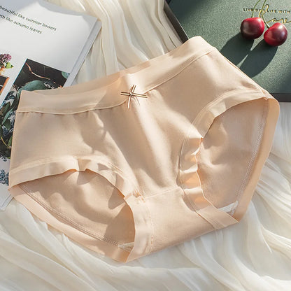 Cotton Women Panties - Mid Waist Breathable Cotton Briefs With Bow Decoration - ZOOMNSTORE