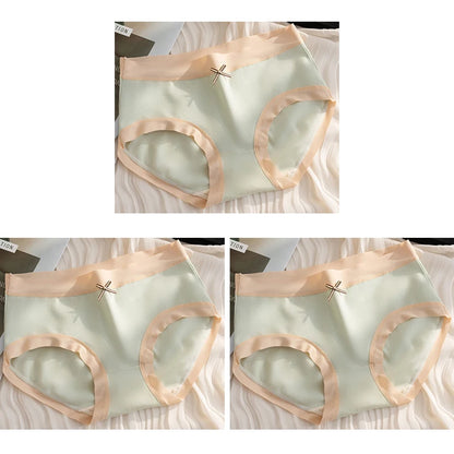 Cotton Women Panties - Mid Waist Breathable Cotton Briefs With Bow Decoration - ZOOMNSTORE