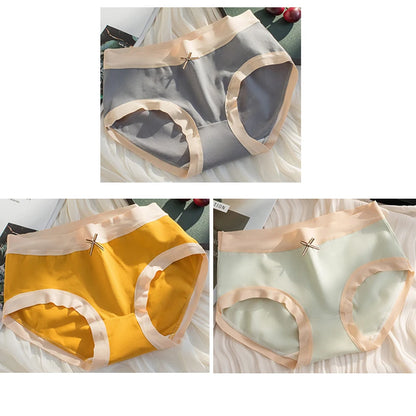 Cotton Women Panties - Mid Waist Breathable Cotton Briefs With Bow Decoration - ZOOMNSTORE
