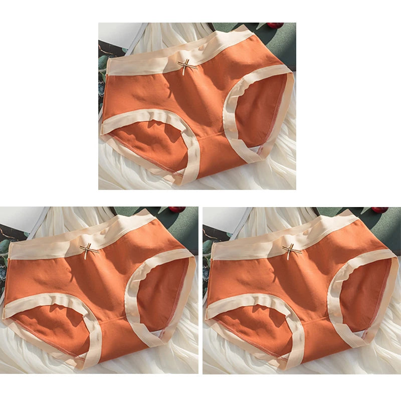 Cotton Women Panties - Mid Waist Breathable Cotton Briefs With Bow Decoration - ZOOMNSTORE