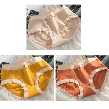 Cotton Women Panties - Mid Waist Breathable Cotton Briefs With Bow Decoration - ZOOMNSTORE
